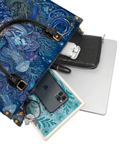Oceanic Dreamscape Leather Handbag