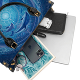 Circle Dolphin Tides(Clarity) Leather Handbag