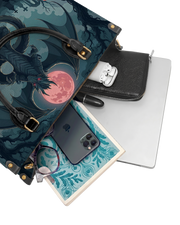 Crimson Moon Dragon Leather Handbag