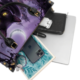Violet Moon Feline Leather Handbag