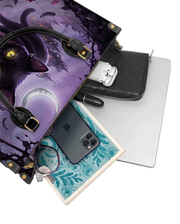 Violet Moon Feline Leather Handbag