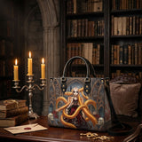 Metal Serpent Leather Handbag