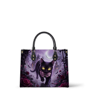 Violet Moon Feline Leather Handbag