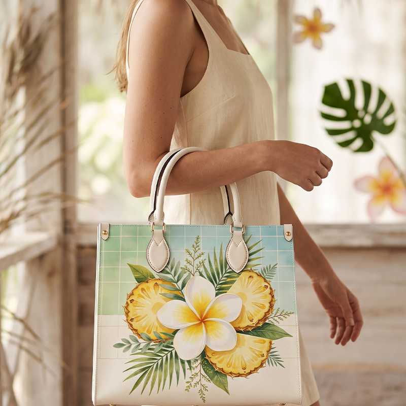 Tropiflora Leather Handbag