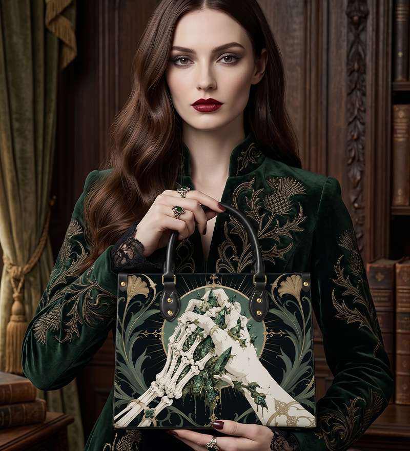 Malachite Leather Handbag