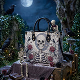Bone Scroll Leather Handbag