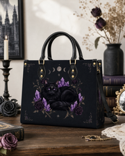 Moon Crystal Cat Leather Handbag
