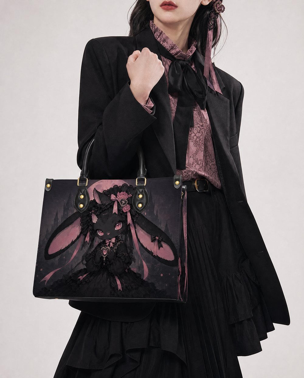 Dusk Moon Bunny Leather Handbag