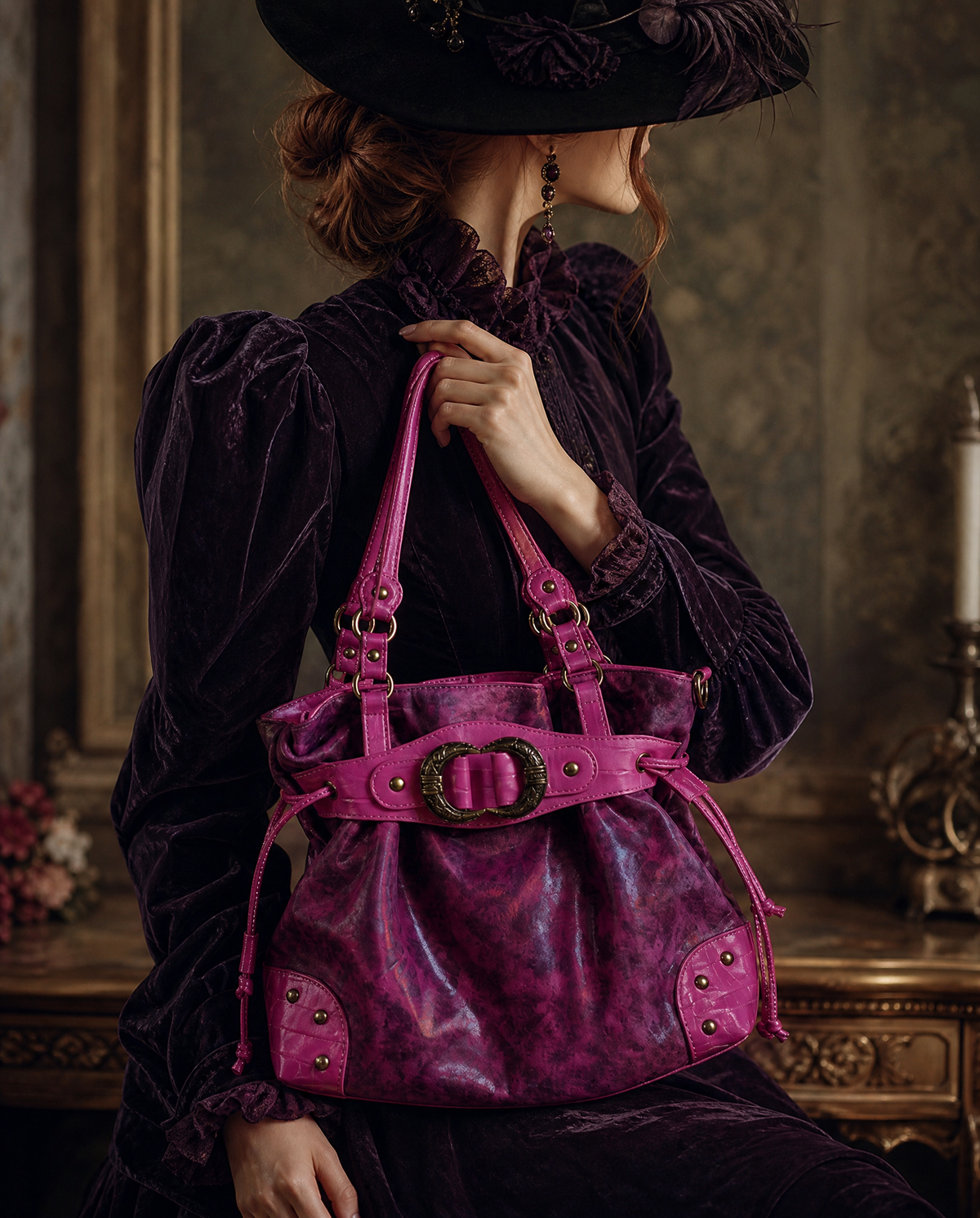 Hot Pink Leopard Drawstring Bag