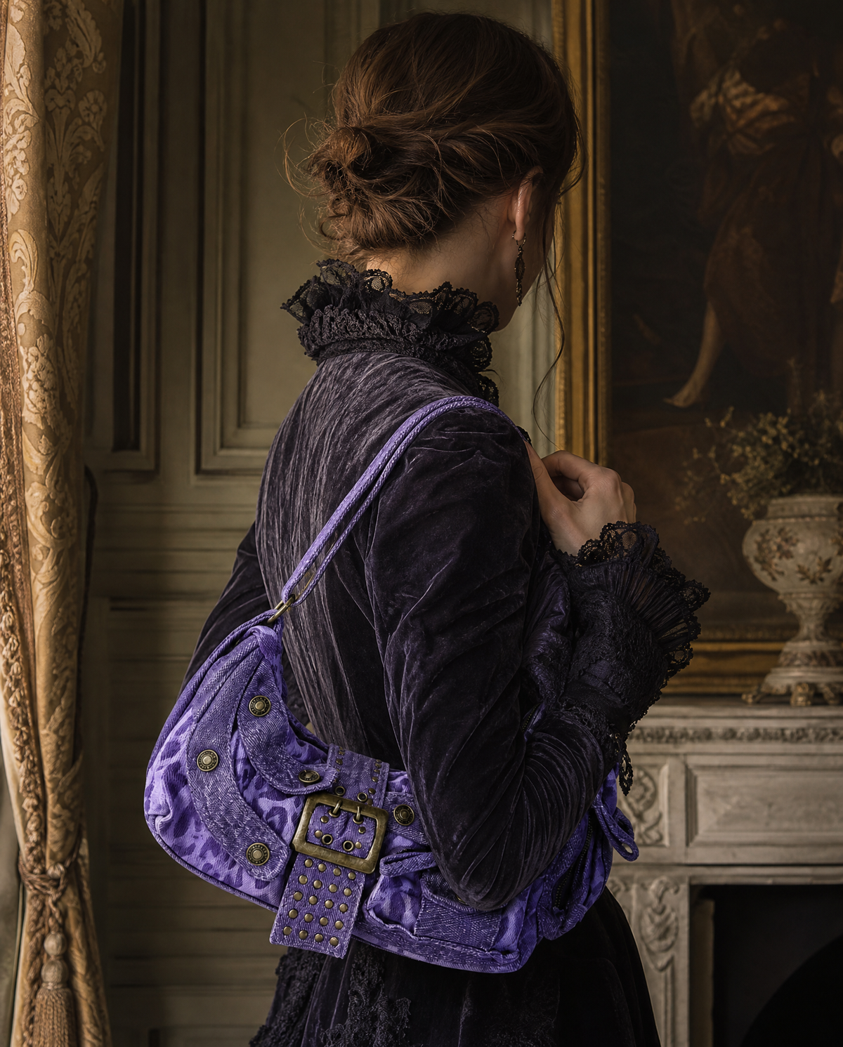Purple Leopard Denim Hobo