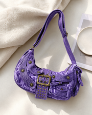 Purple Leopard Denim Hobo