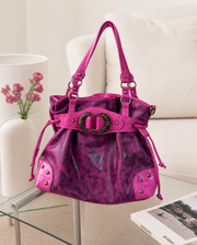Hot Pink Leopard Drawstring Bag