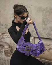 Purple Leopard Denim Hobo