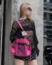 Hot Pink Leopard Drawstring Bag