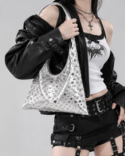 Liquid Silver Studded Hobo