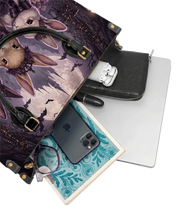 Violet Moon Bunnies Leather Handbag