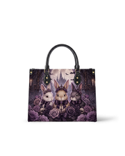 Violet Moon Bunnies Leather Handbag