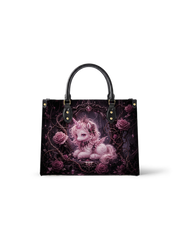 Slumbering Rose Unicorn Leather Handbag
