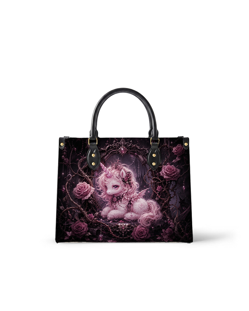 Slumbering Rose Unicorn Leather Handbag