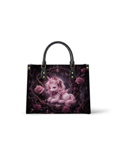 Slumbering Rose Unicorn Leather Handbag