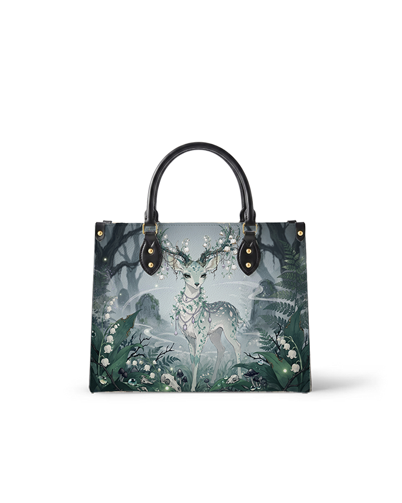 Violet Moon Bunnies Leather Handbag