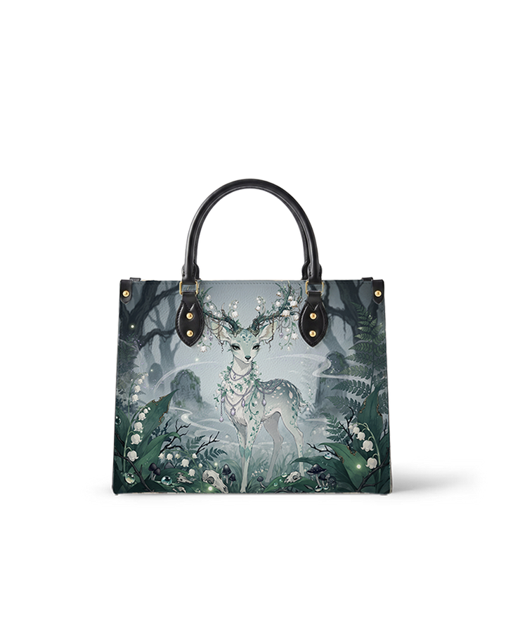 Violet Moon Bunnies Leather Handbag