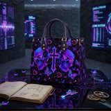 Neon Skull Leather Handbag