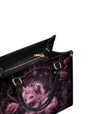 Slumbering Rose Unicorn Leather Handbag