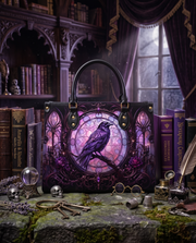 Stained Glass Raven Letter Leather Handbag