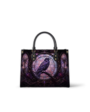 Stained Glass Raven Letter Leather Handbag