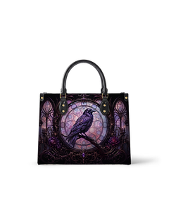 Stained Glass Raven Letter Leather Handbag