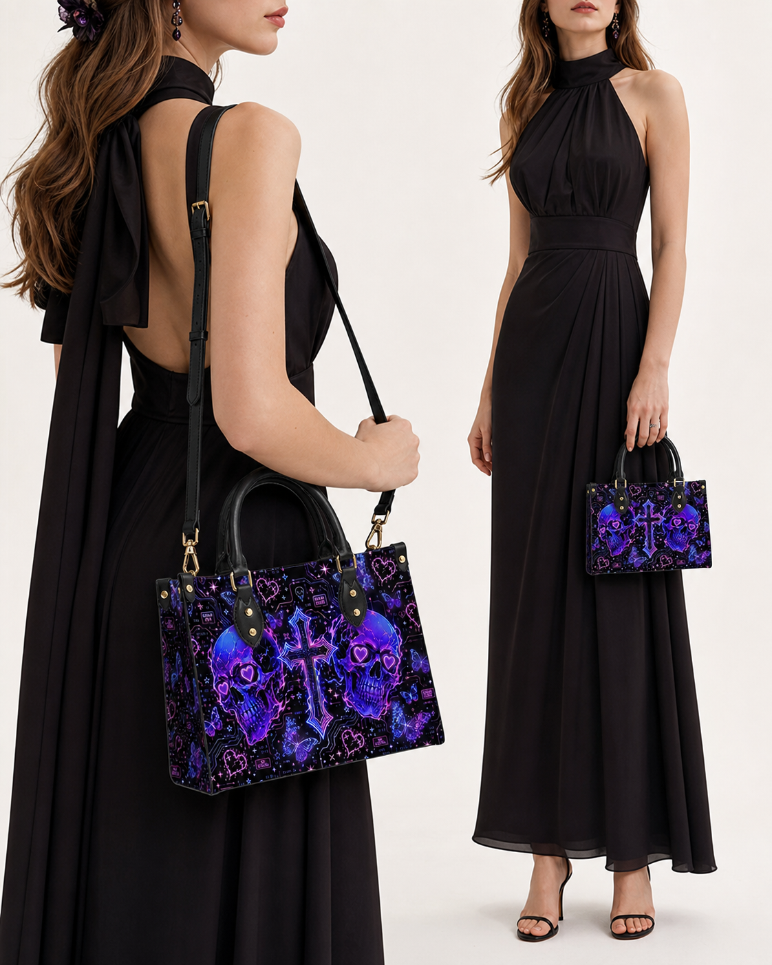 Neon Skull Leather Handbag