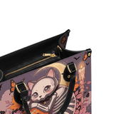 Crimson Moon Kitten Leather Handbag