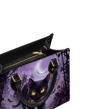 Violet Moon Feline Leather Handbag