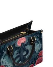 Crimson Moon Dragon Leather Handbag
