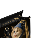 Pearl Meow Leather Handbag