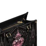 Crystal Heart Leather Handbag
