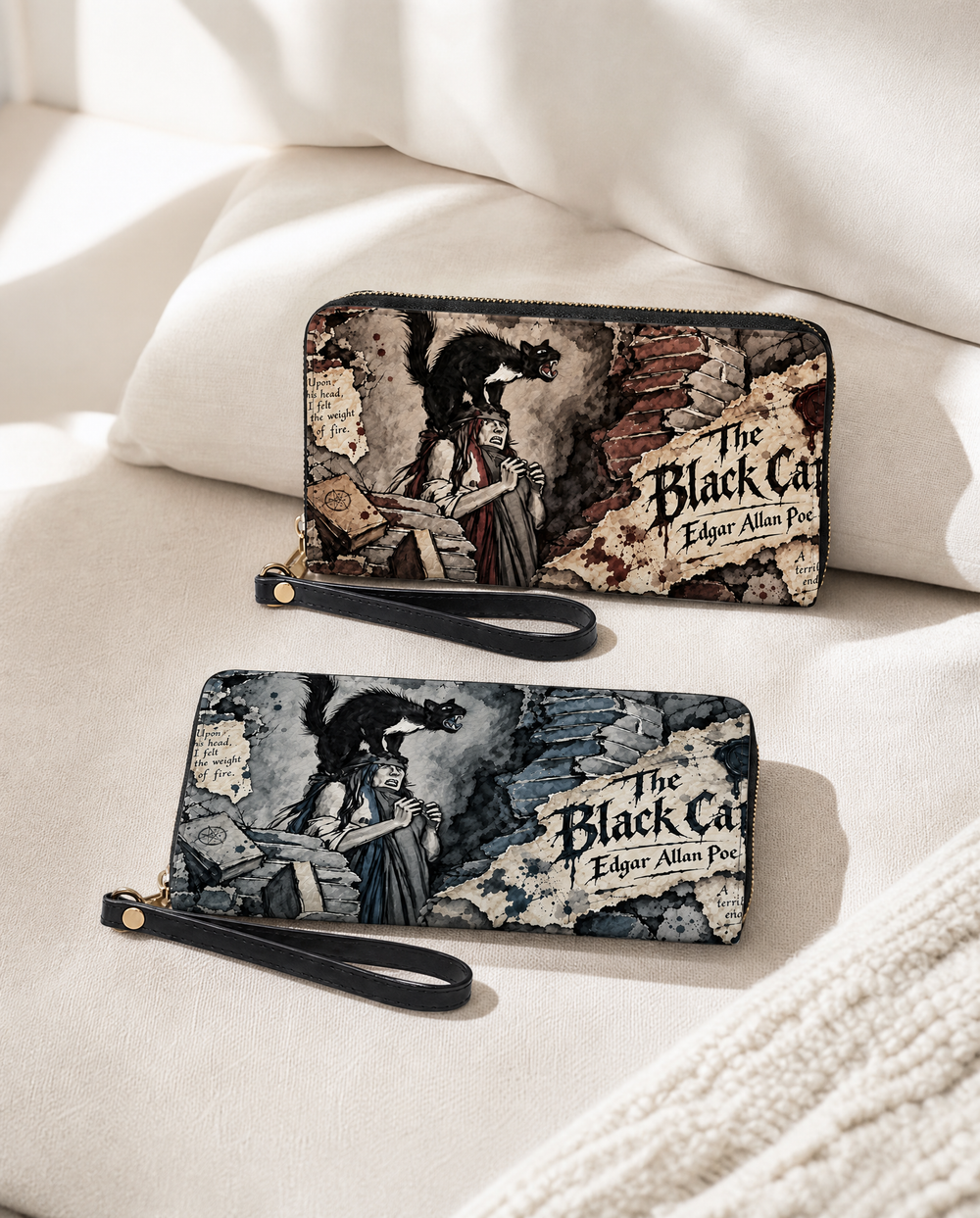 Black Cat Long Zip Wallet