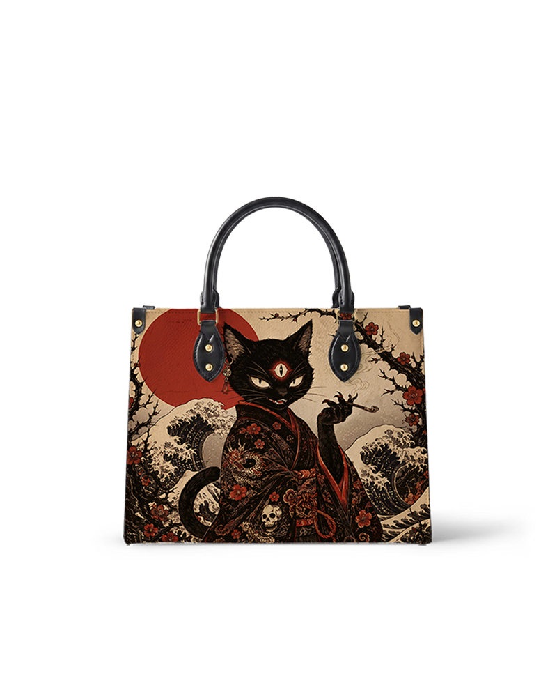 Crimson Bakeneko Leather Handbag