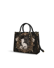 Dual Feline Leather Handbag