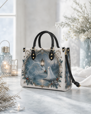 Moon‑Lake Wisp‑Lantern  Leather Handbag