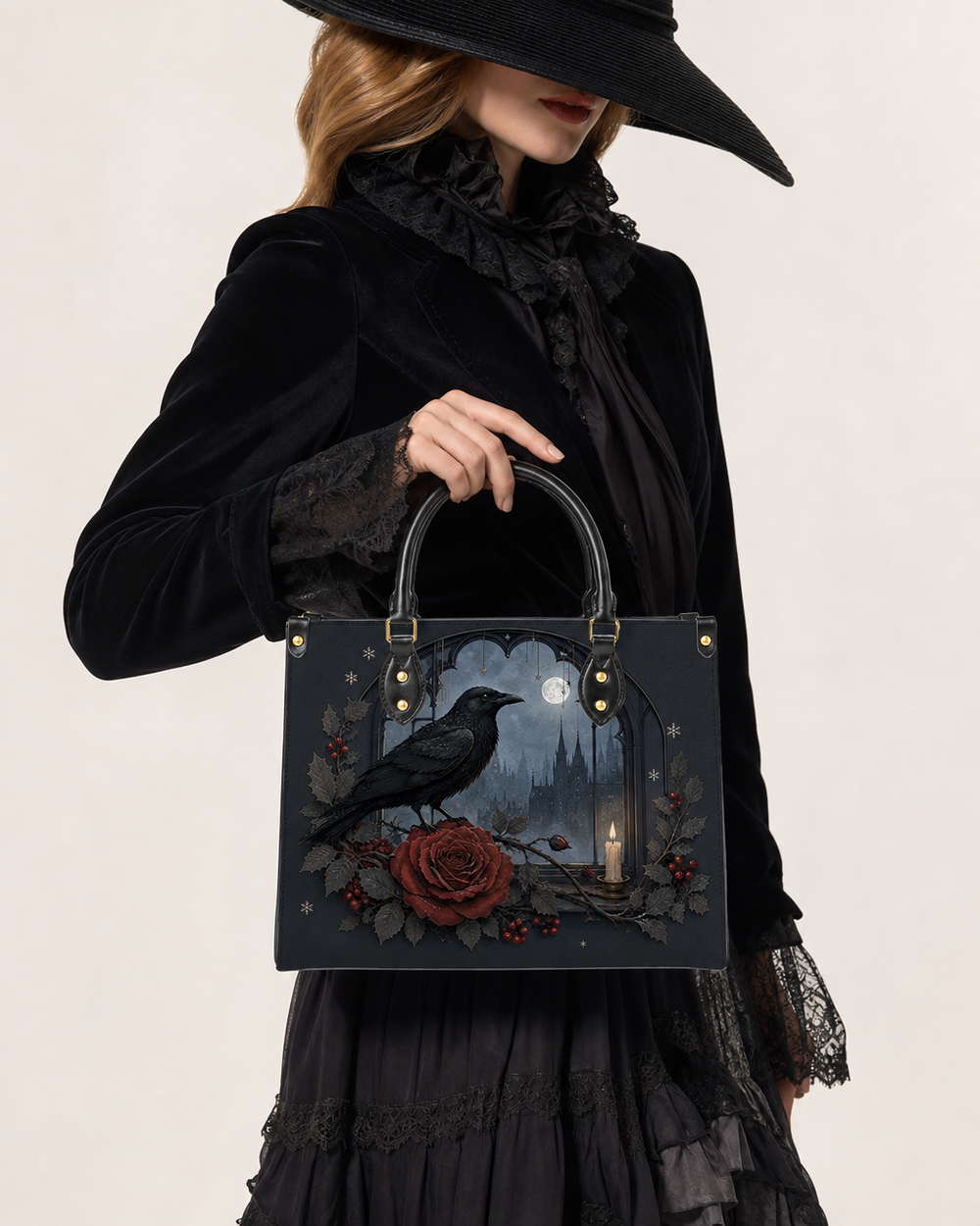 Raven Moon Leather Handbag