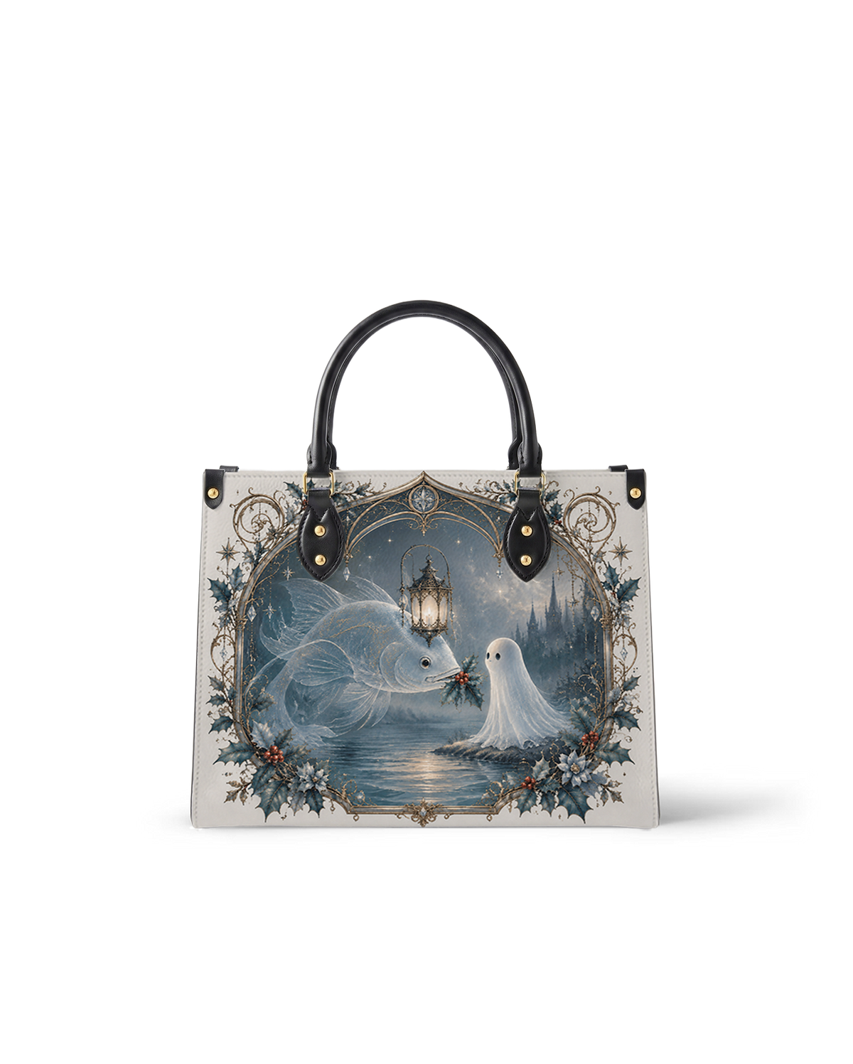 Moon‑Lake Wisp‑Lantern  Leather Handbag