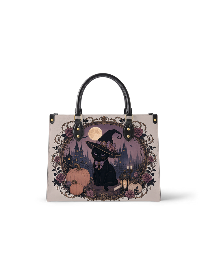 Moon Witch‑Cat Leather Handbag