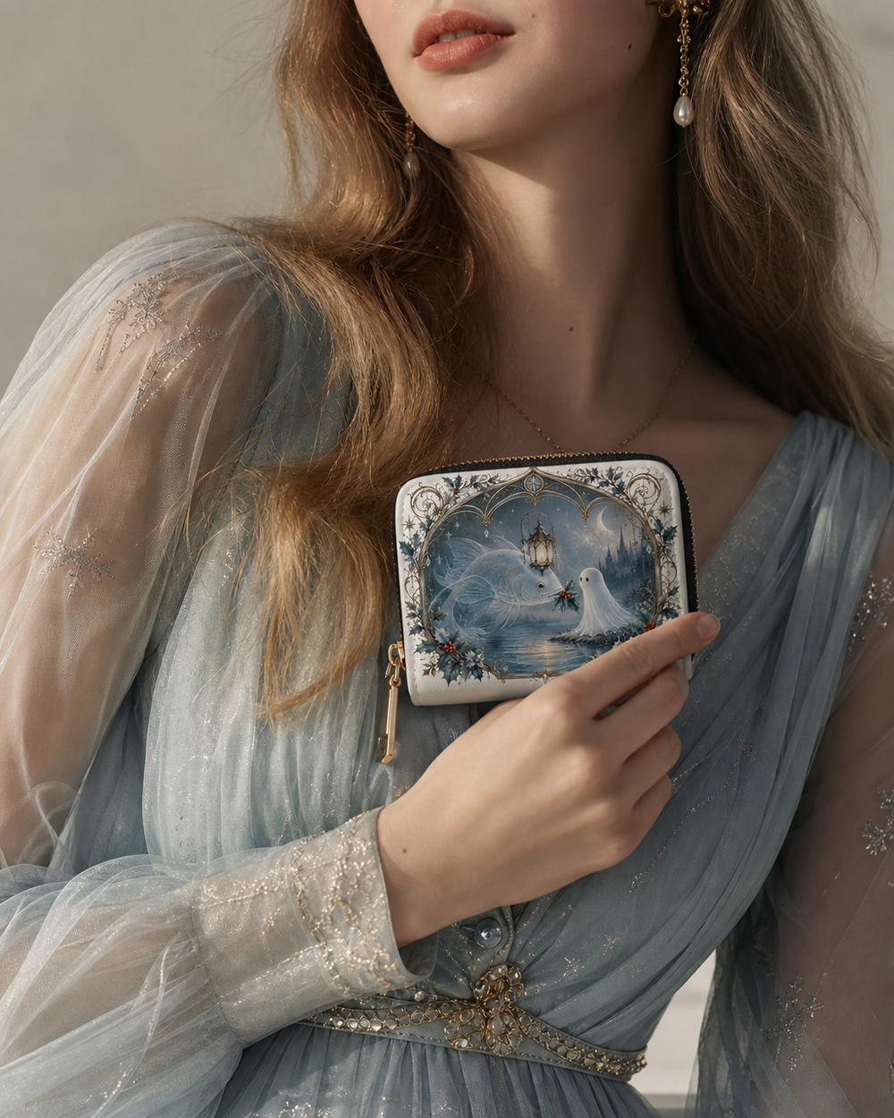 Moon‑Lake Wisp‑Lantern Mini Wallet