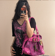 Hot Pink Leopard Drawstring Bag