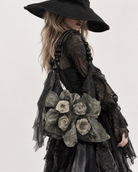 Dark Rose Mesh Hobo Bag