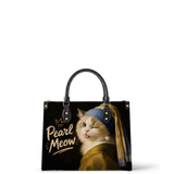 Pearl Meow Leather Handbag