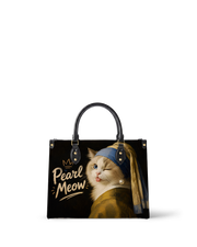 Pearl Meow Leather Handbag