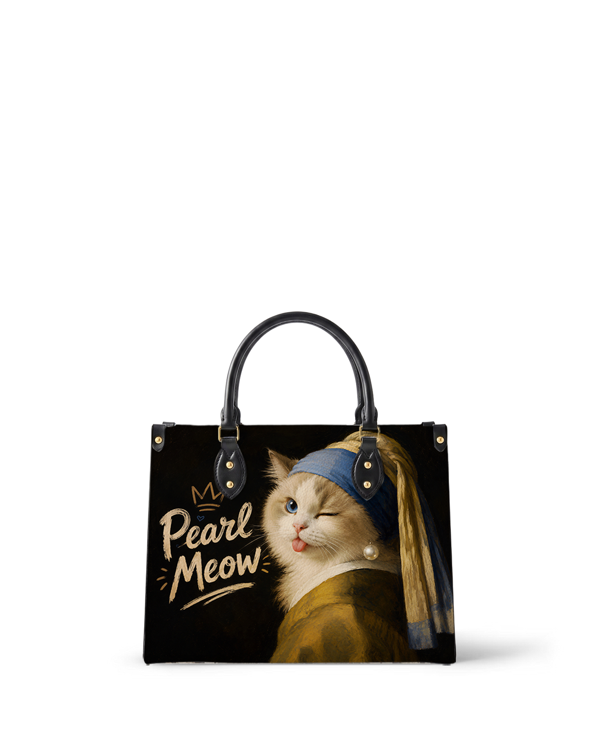 Pearl Meow Leather Handbag